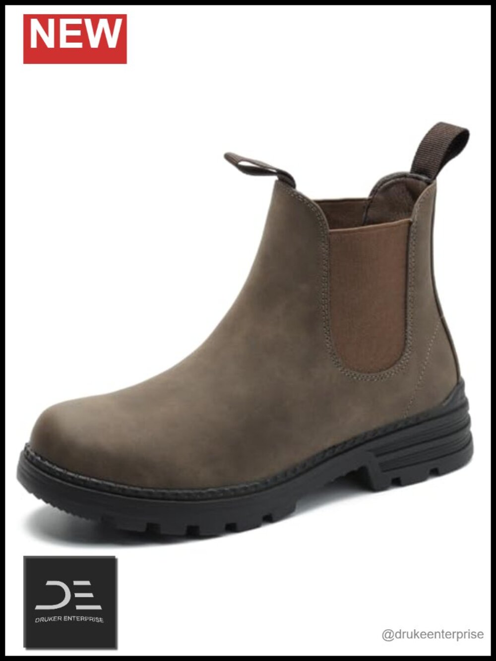 Women's Chelsea Hiking Boots Waterproof Faux Leather Ankle Boots Slip-On